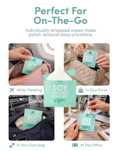 Odorless lint free vegan nail lacquer remover wipes for travel convenience