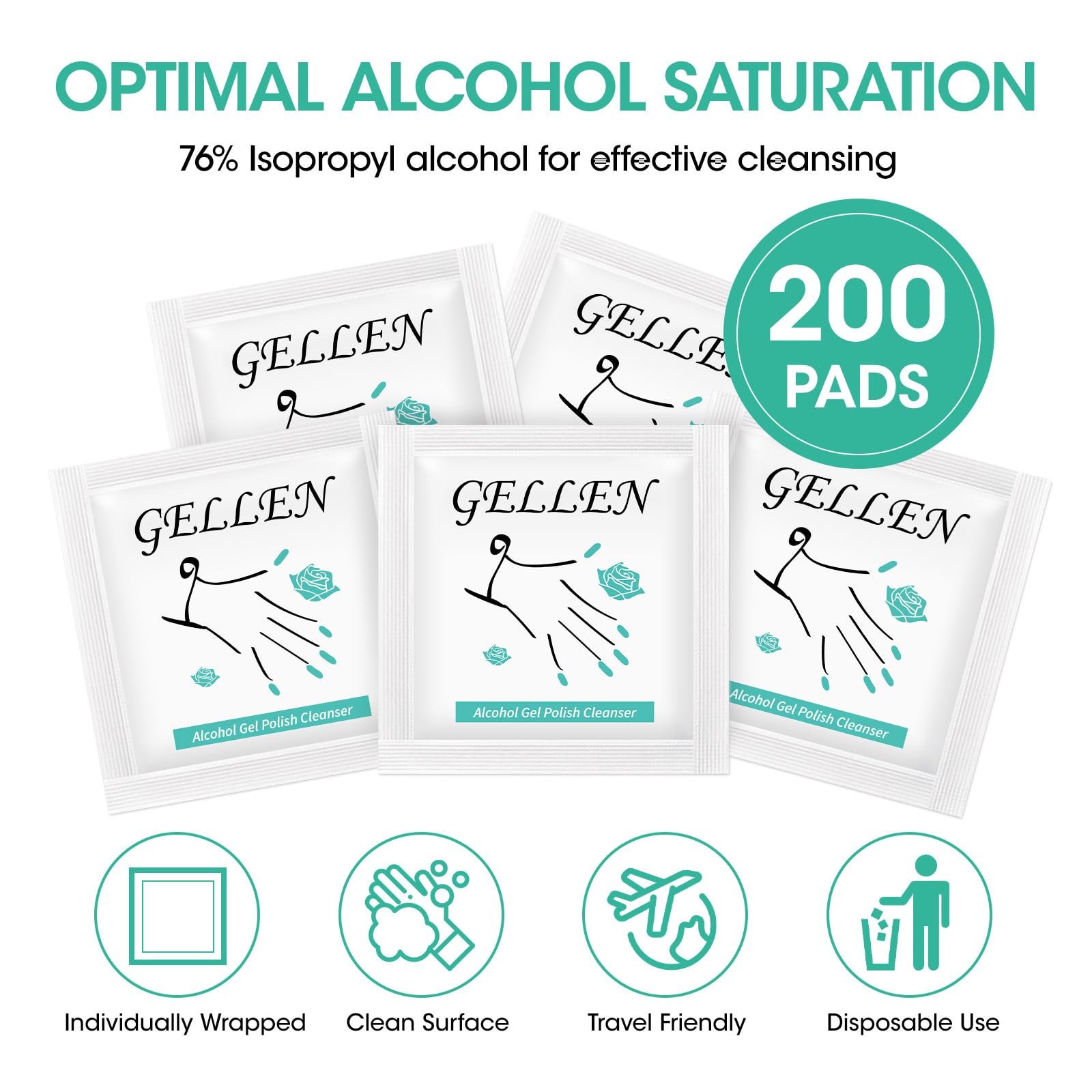 Individually wrapped alcohol prep wipes for gel polish residue removal