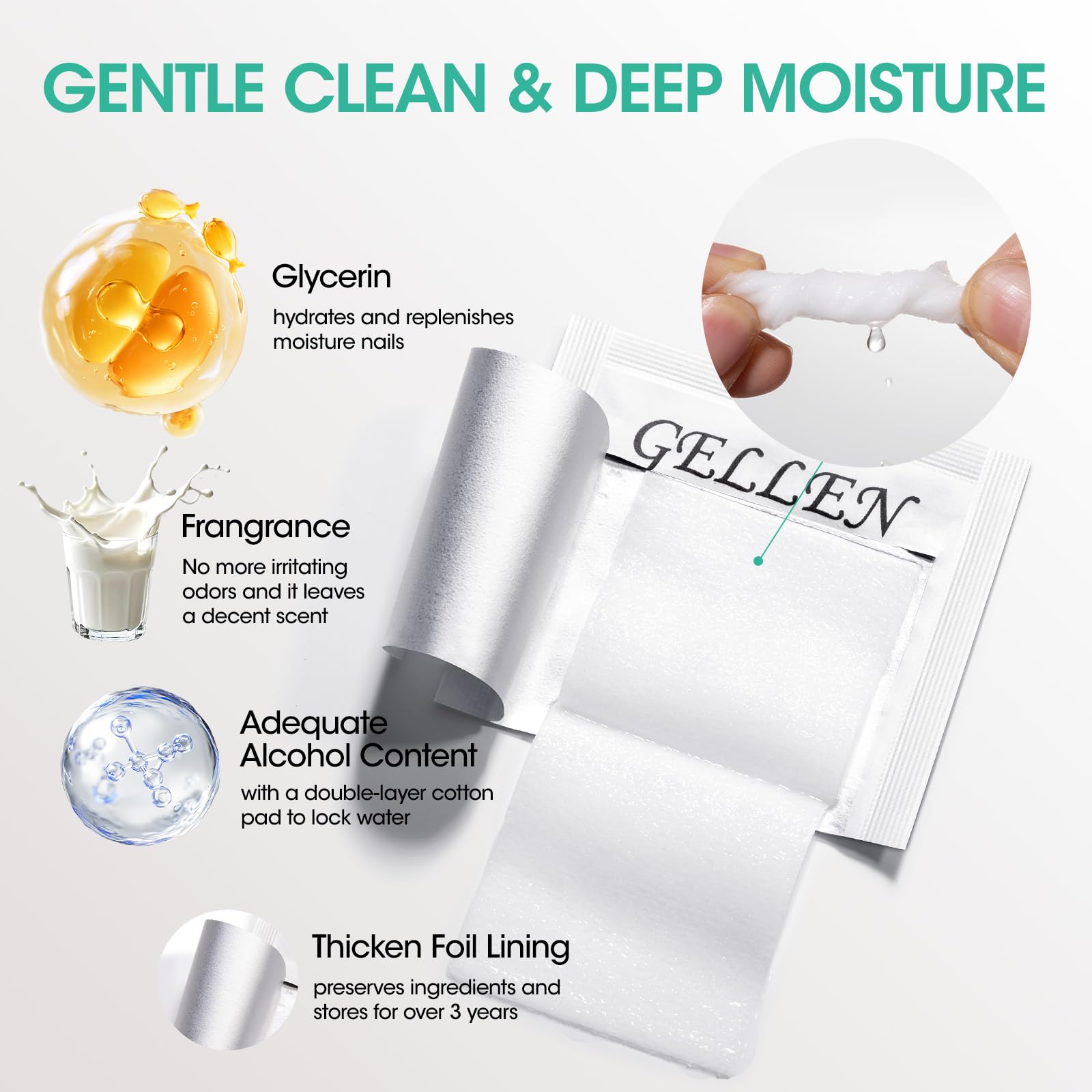 Isopropyl alcohol wipes cleansing sticky layer from cured gel nails
