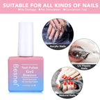 Besnel gel nail polish remover application process on fingernails