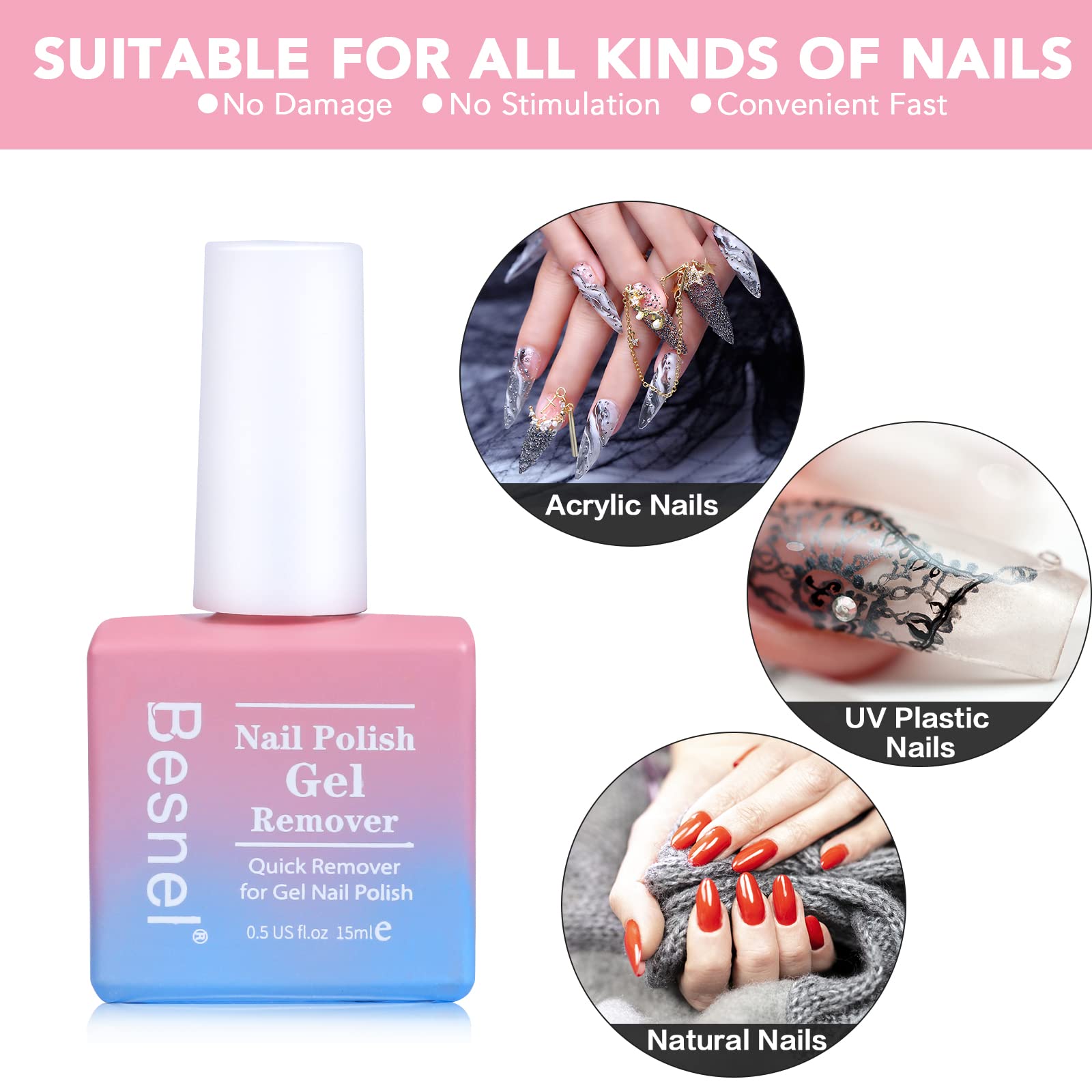 No foil soaking gel polish remover application on nails close up