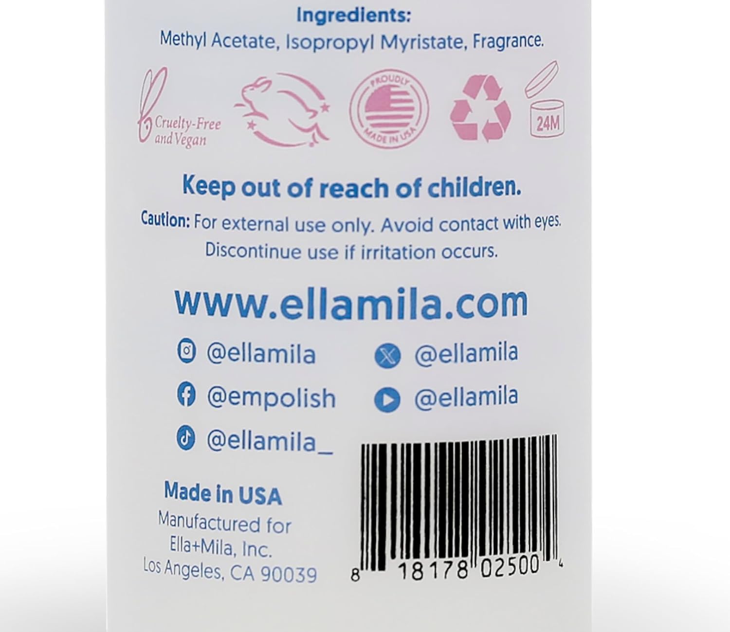 Ella+Mila nail care collection bottle