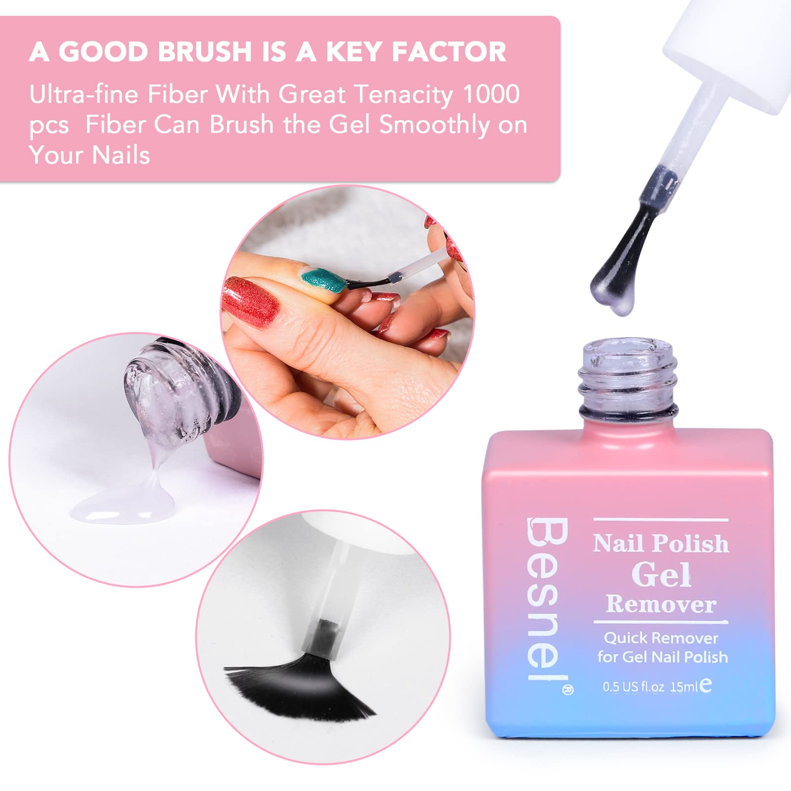 Besnel imported gel nail paint remover kit package items displayed