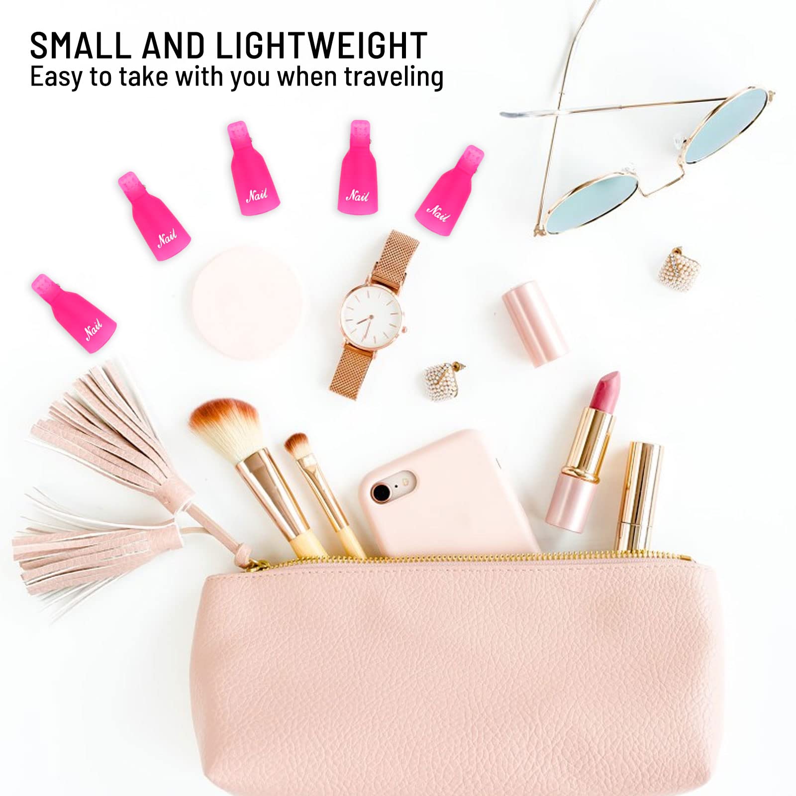 Manicure setup featuring Ponjowl pink fingernail wrap tools alongside cotton pads for UV gel removal.