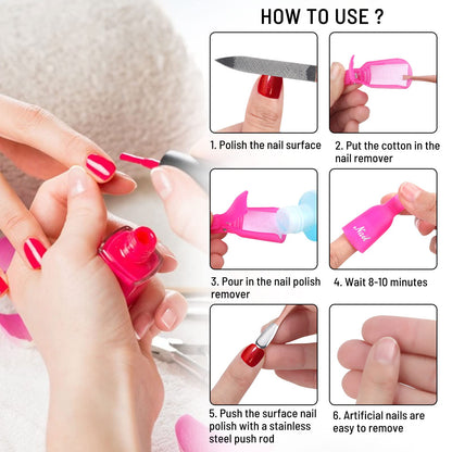 Side view of Ponjowl reusable pink plastic nail art cleaner clips highlighting the ergonomic spring joint.