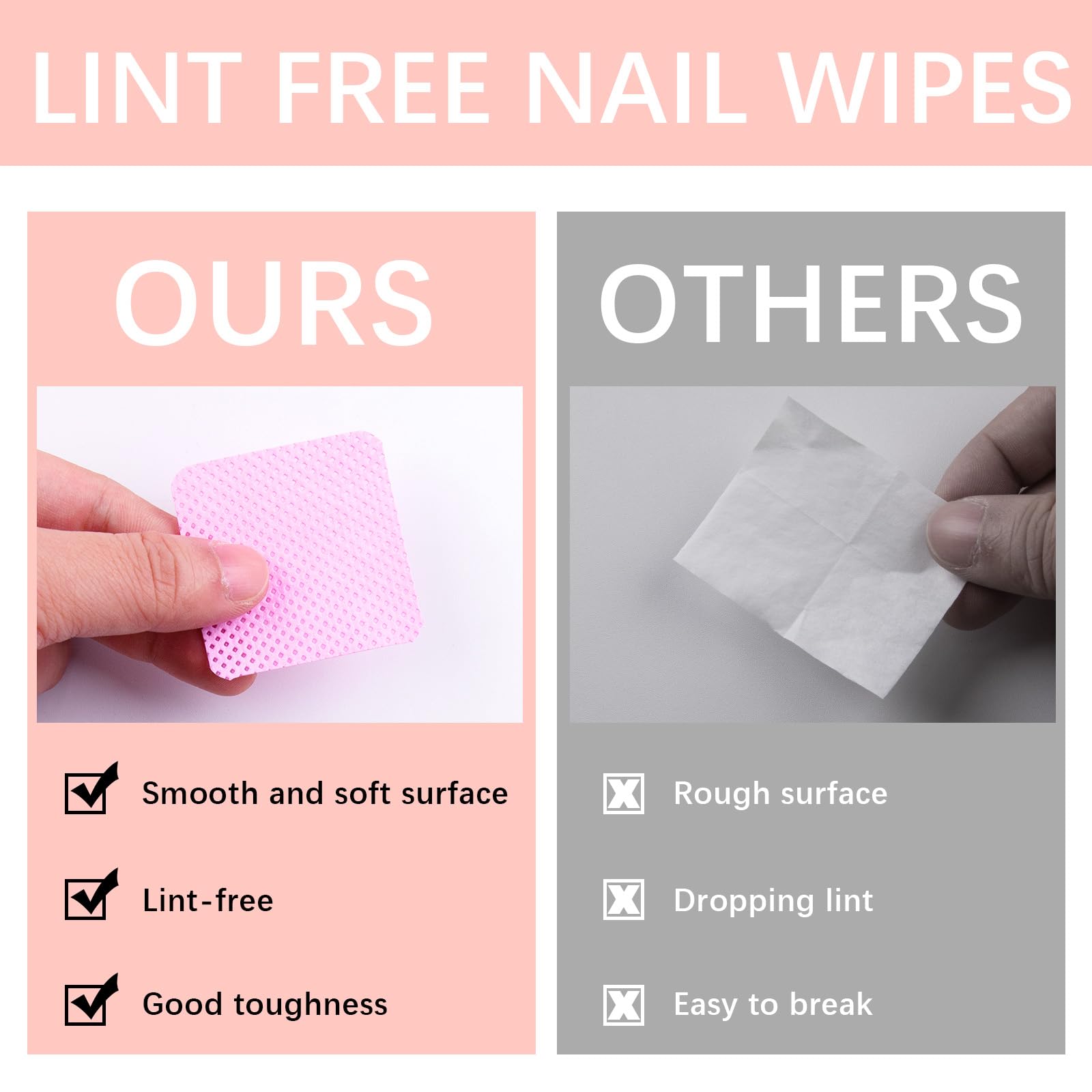 Bulk packaging of 1500 pieces pink nail art cleaning supplies organized in hygienic bags