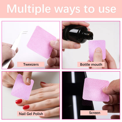 Side angle view of square shaped pink no lint pads for lash artists and salons