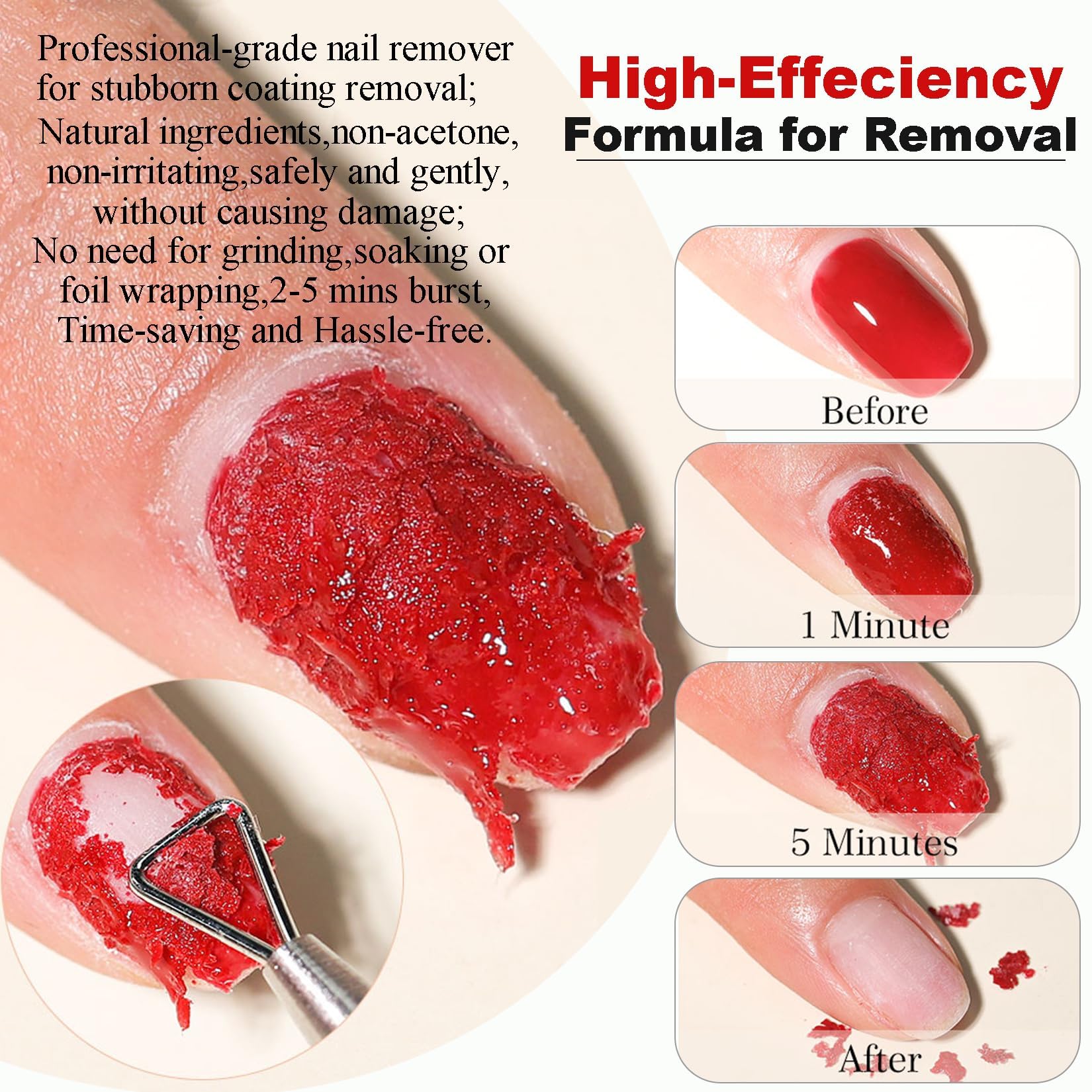 Louinstic gel polish remover application on fingernails