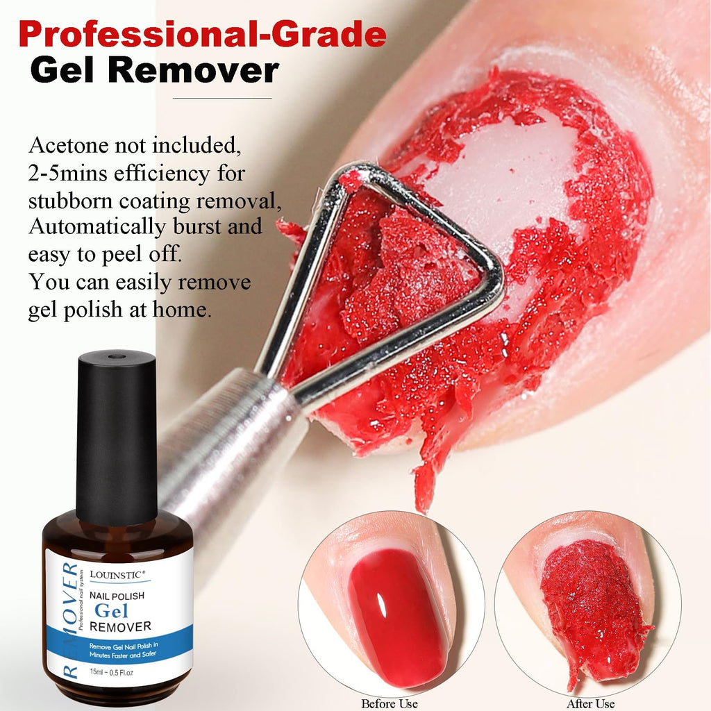 Louinstic gel nail polish remover applied on fingernail