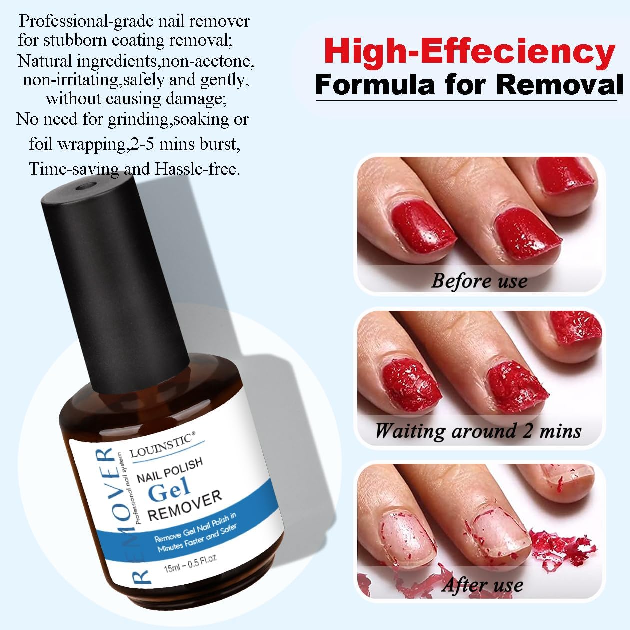 Healthy natural nails after using Louinstic gel remover