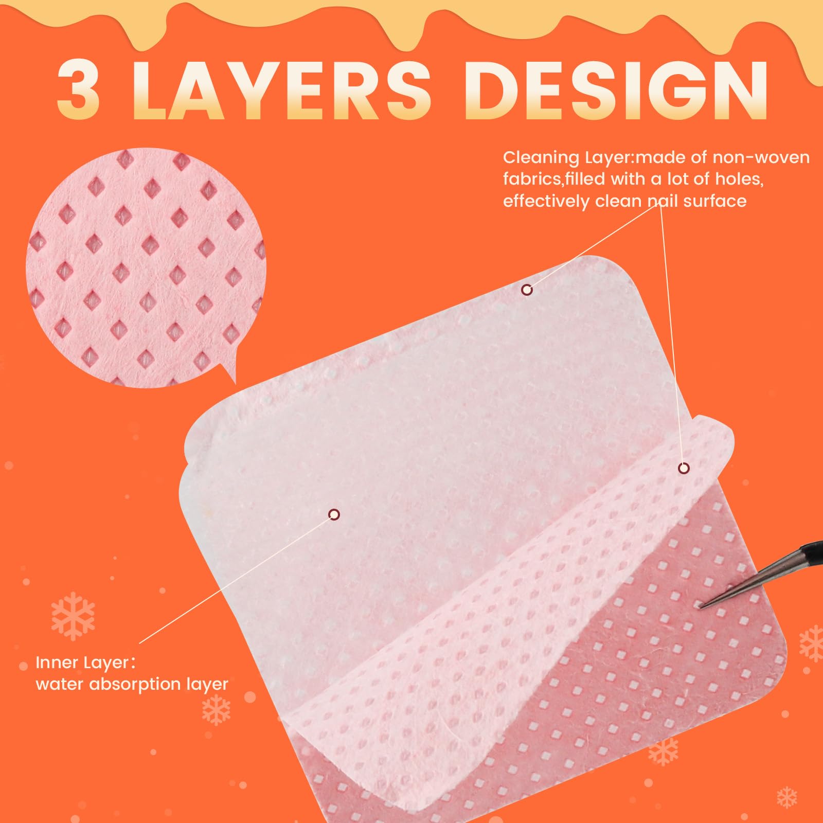 Two pink dustproof plastic boxes containing four hundred pieces of non-woven eyelash glue cleaning pads.