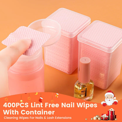 Wiping an eyelash extension glue bottle nozzle using the pink non-woven hygienic cleaning cloth.