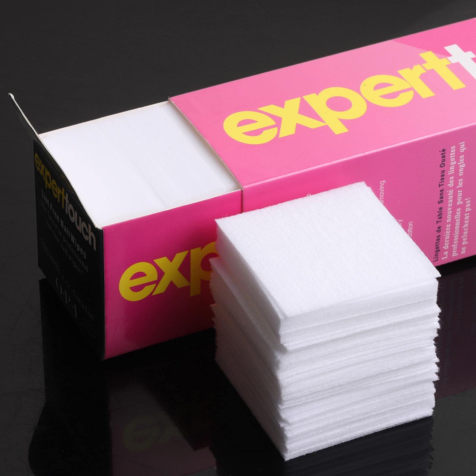 Close up of LoveBB lint free gel polish remover cotton pads showing textured non-woven fabric.