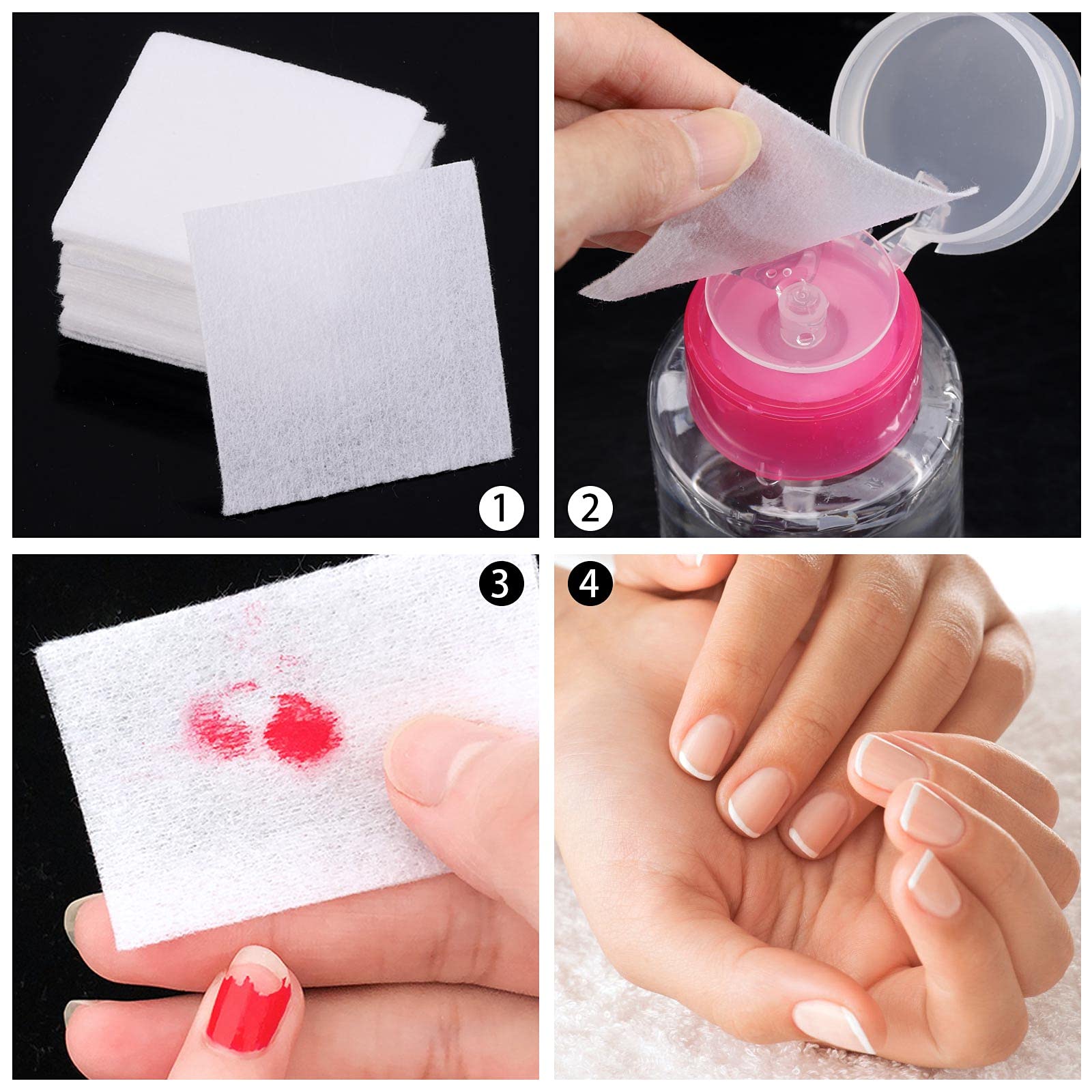 LoveBB sterilized hypoallergenic nail wipes demonstrating zero fuzz residue on fingernails.