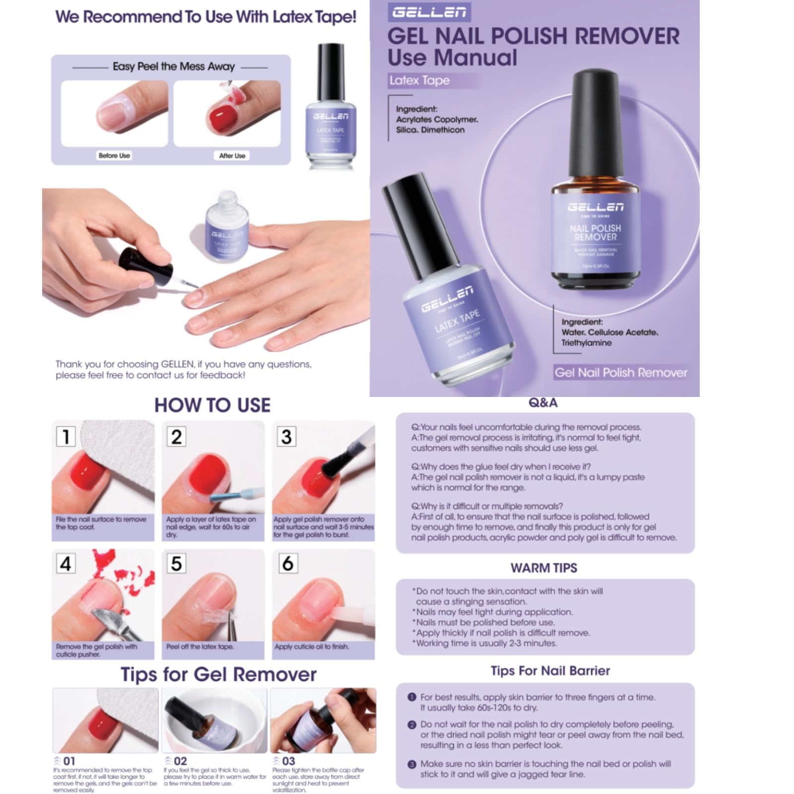 Nourishing cuticle oil bottle from Gellen manicure kit for post removal care