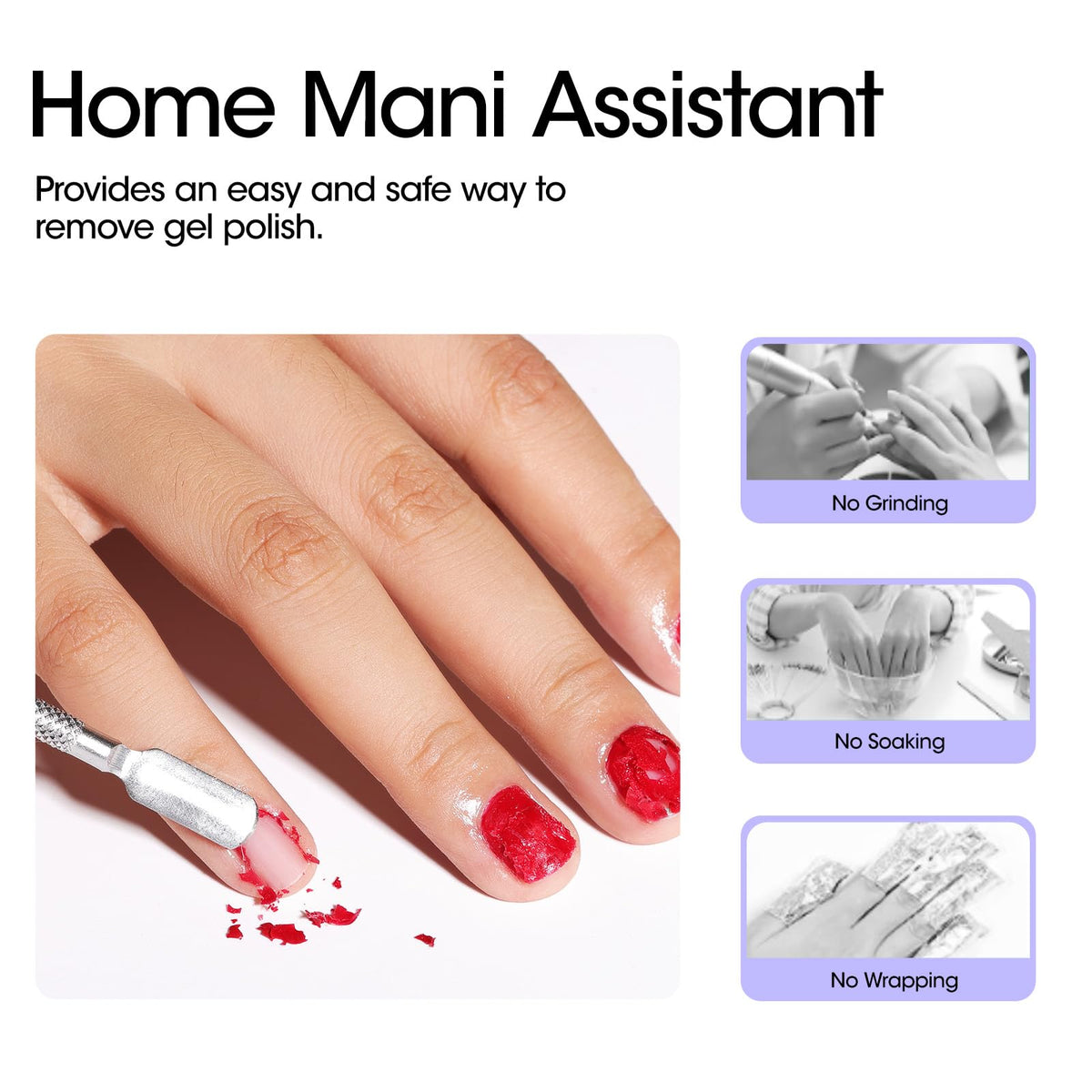 Alcohol pads included in the complete home manicure set