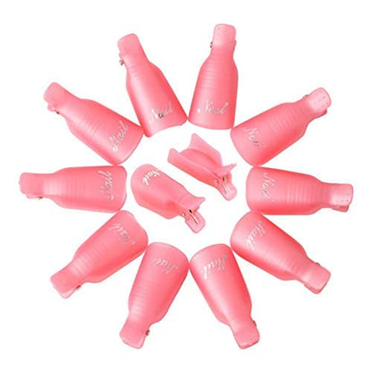 Demonstration of the flexible spring opening on a pink acrylic soak off cap