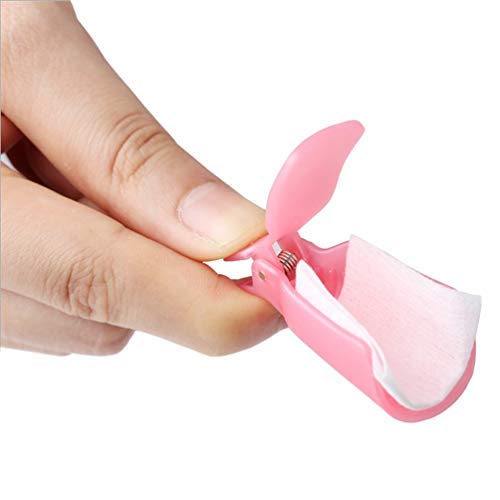 HiMo manicure removal tool set being applied to fingers over cotton pads