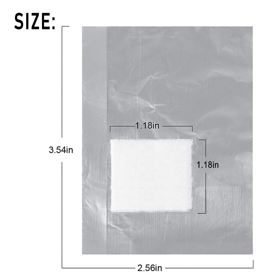 Detailed view of the absorbent cotton pad fixed on the high quality aluminium foil