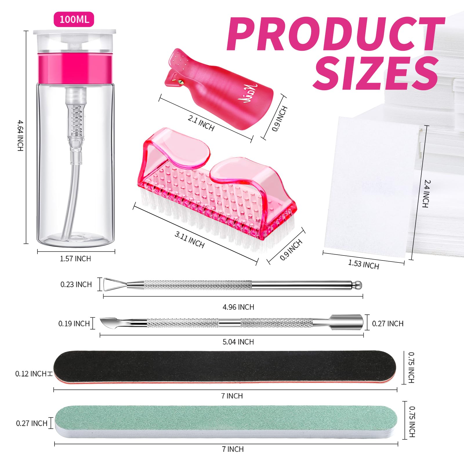 Complete packaging layout of the imported FANDAMEI gel polish soak off accessory kit