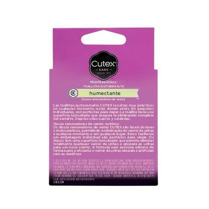 Individually wrapped single sachet packets of Cutex Care Swipe and Go nail wipes arranged next to the retail cardboard packaging.