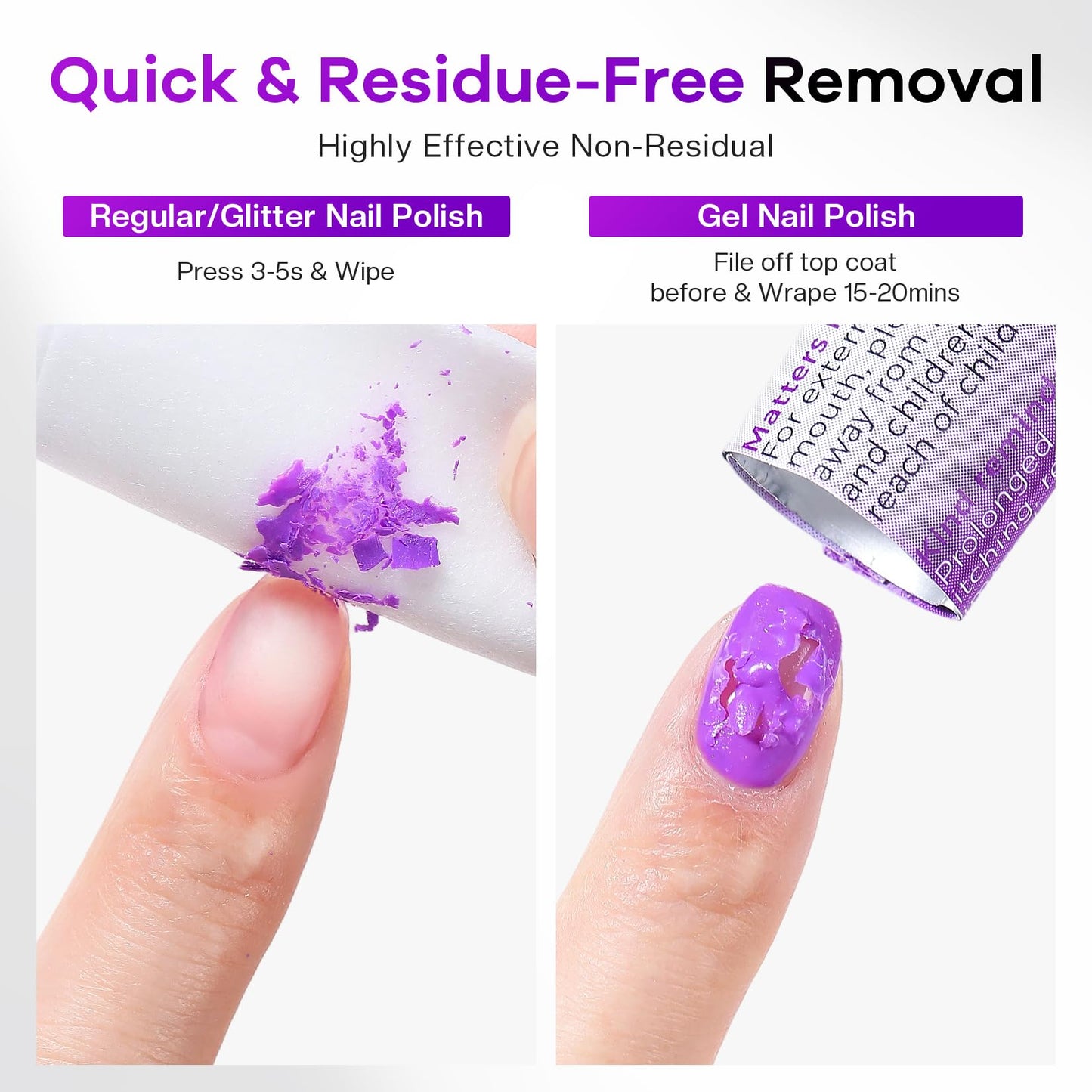 Individually wrapped Glamonade nail polish remover wipes
