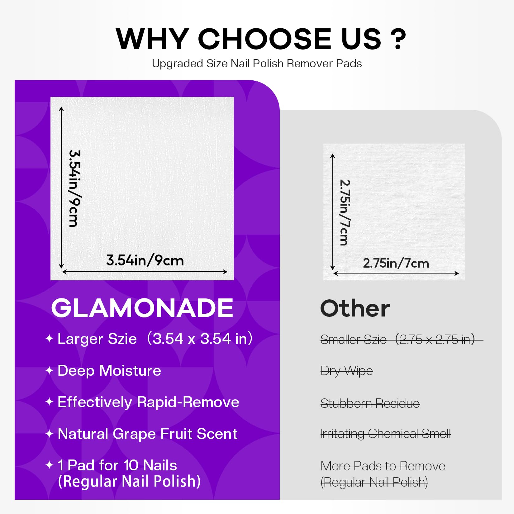 Professional salon supplies Glamonade nail polish remover pads