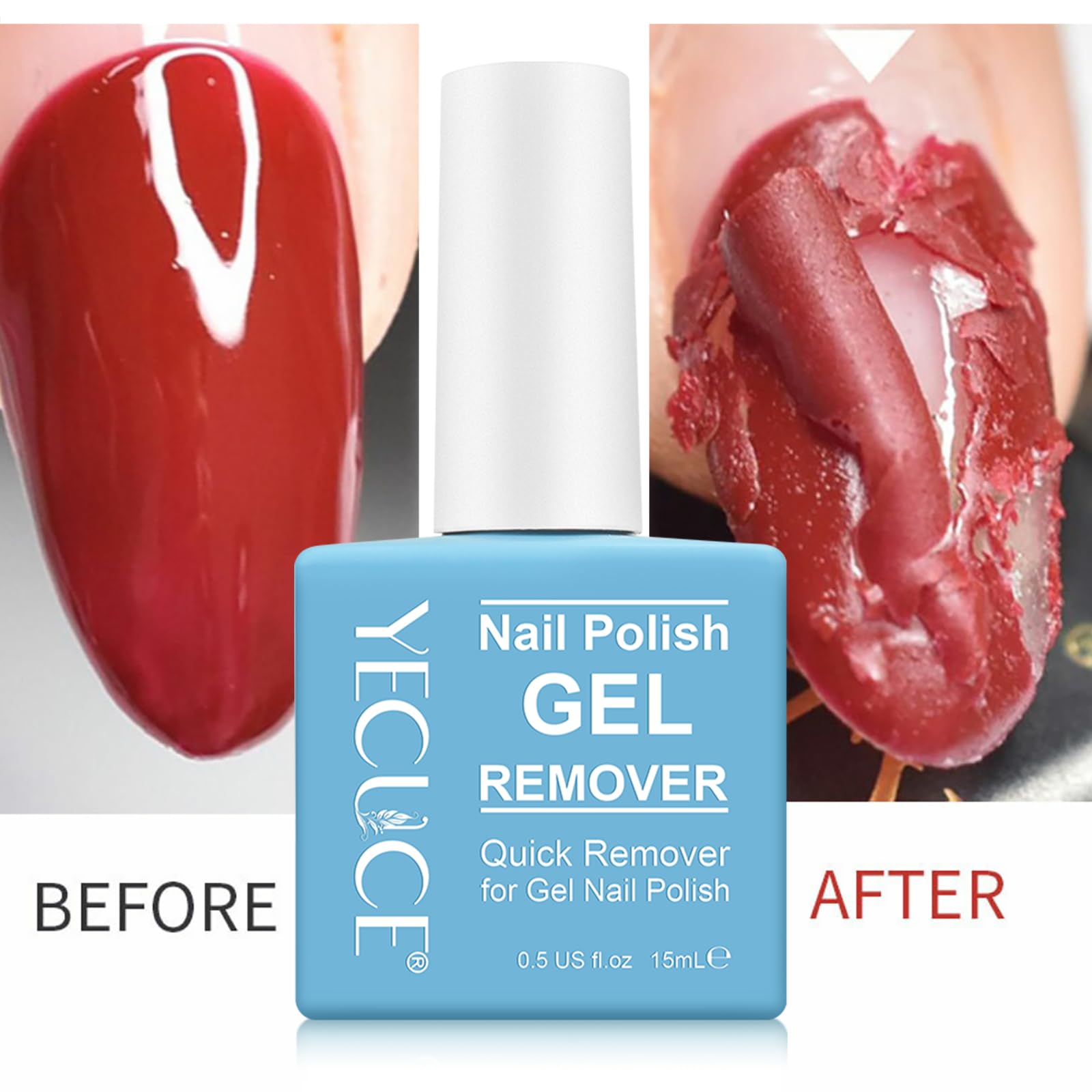 Magic gel nail polish remover showing the textured formula cracking the polish layer