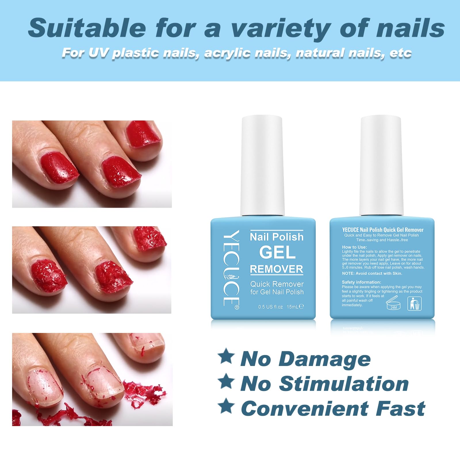 Professional gel polish remover for nails being applied with its built in brush applicator