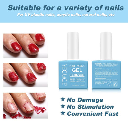 Professional gel polish remover for nails being applied with its built in brush applicator