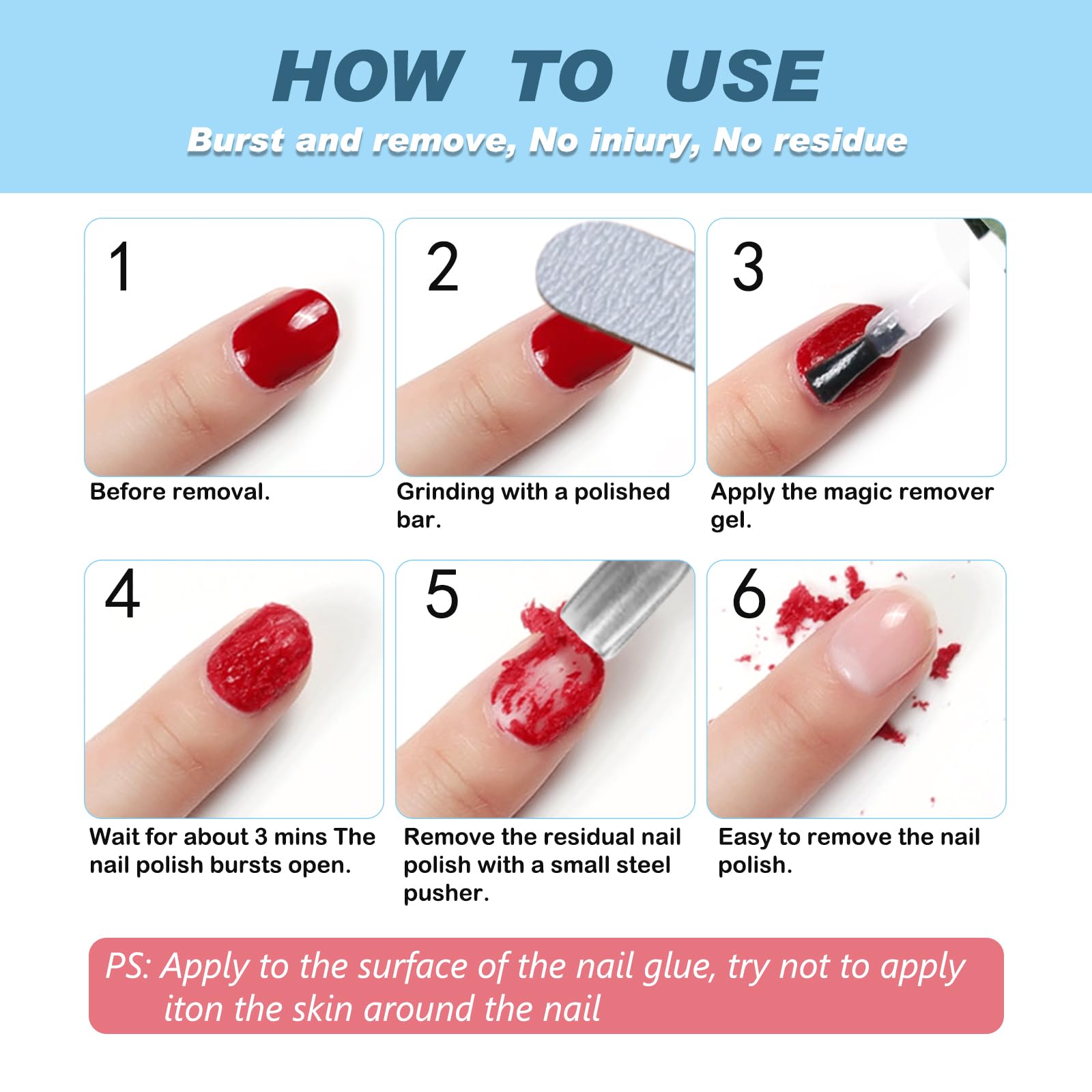 Fast acting soak off gel remover demonstrating clean polish peeling after three minutes
