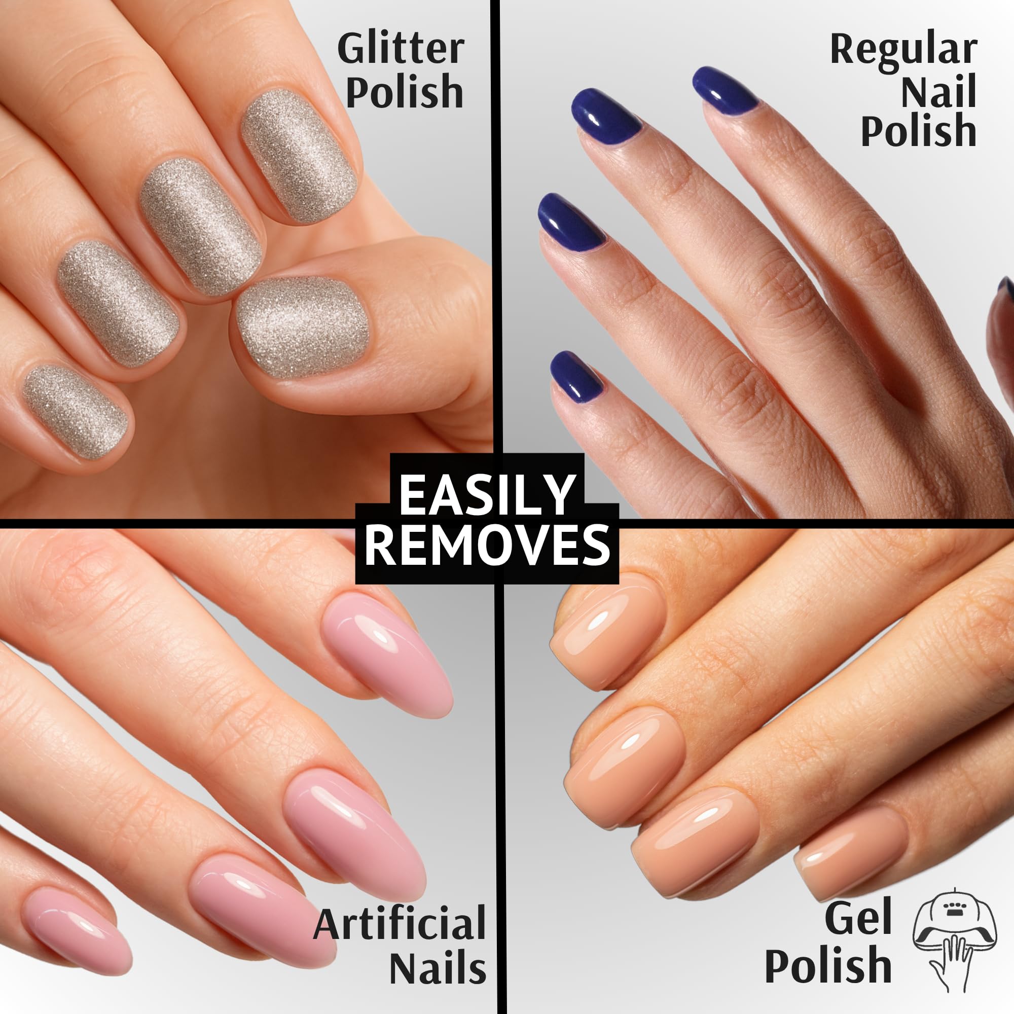 Pronto gel and acrylic nail remover packaging displaying product details