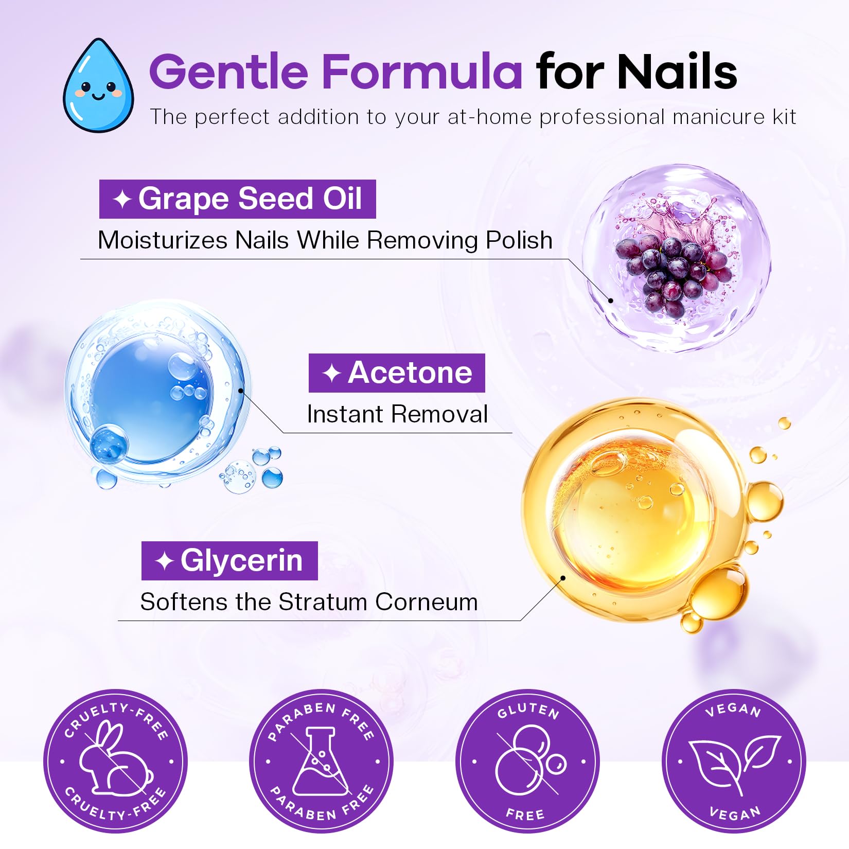Glamonade non drying acetone gel formula sitting on a beauty vanity next to professional nail care tools