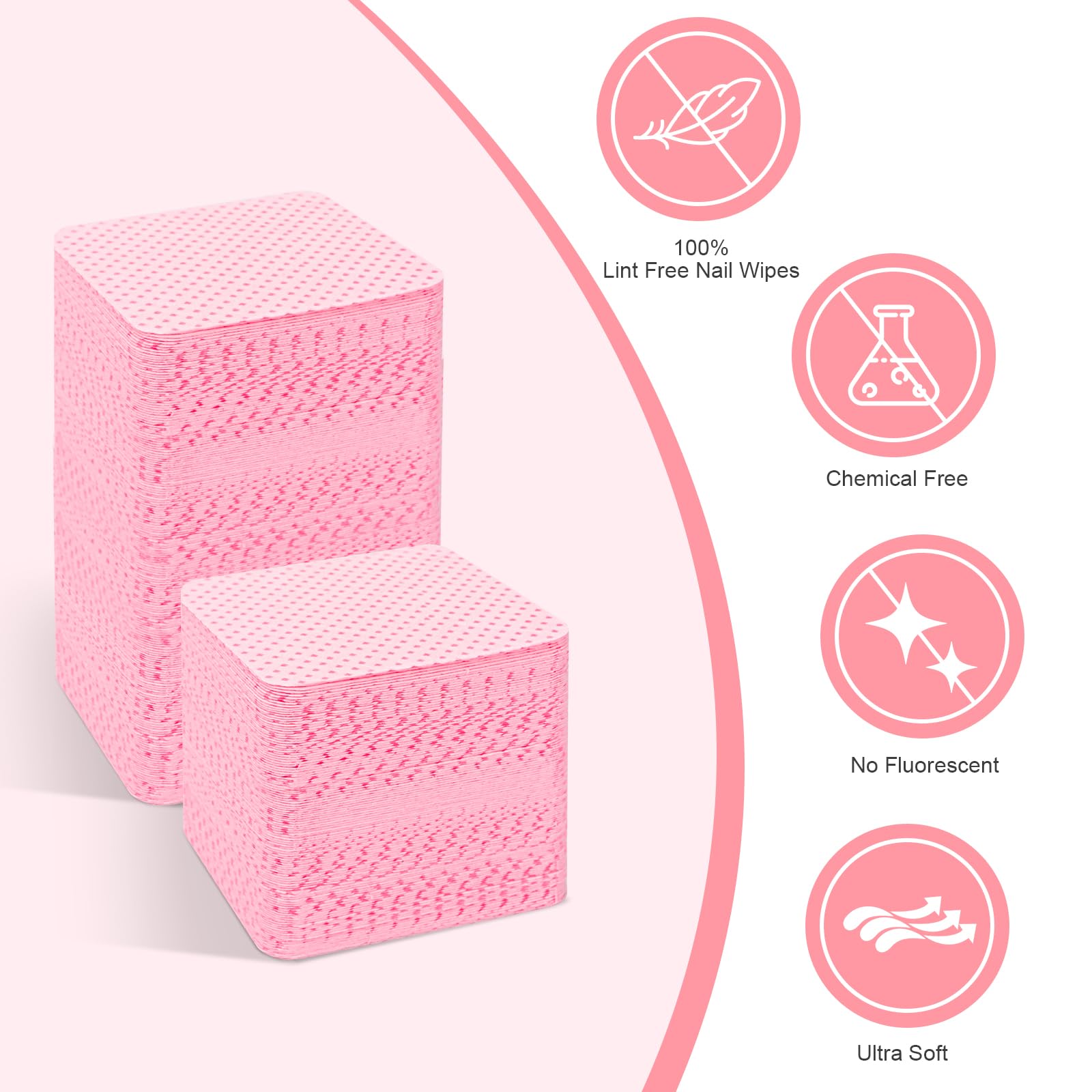 Close up of soft non woven fabric square nail polish remover wipes