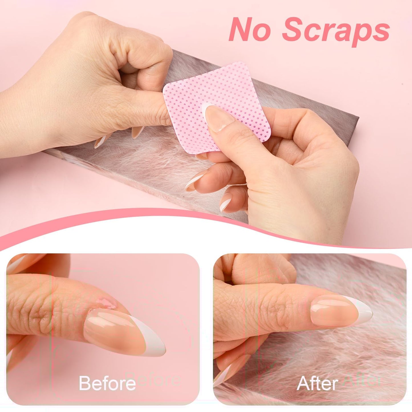 Side view showing thickness and texture of pink lint free manicure pads