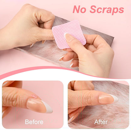 Side view showing thickness and texture of pink lint free manicure pads