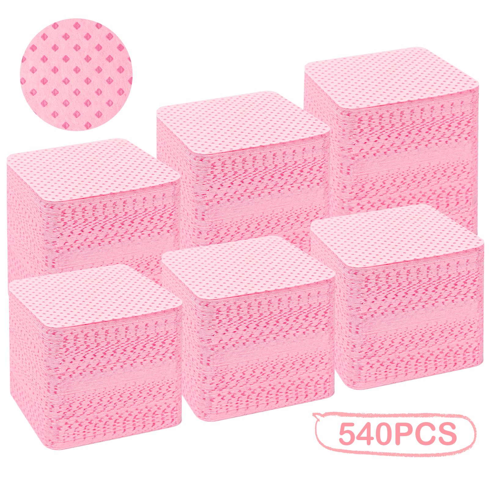 Premium non fraying pink cosmetic wipes displayed for professional salon use