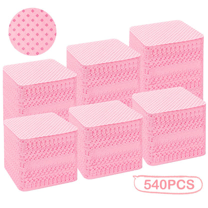 Premium non fraying pink cosmetic wipes displayed for professional salon use