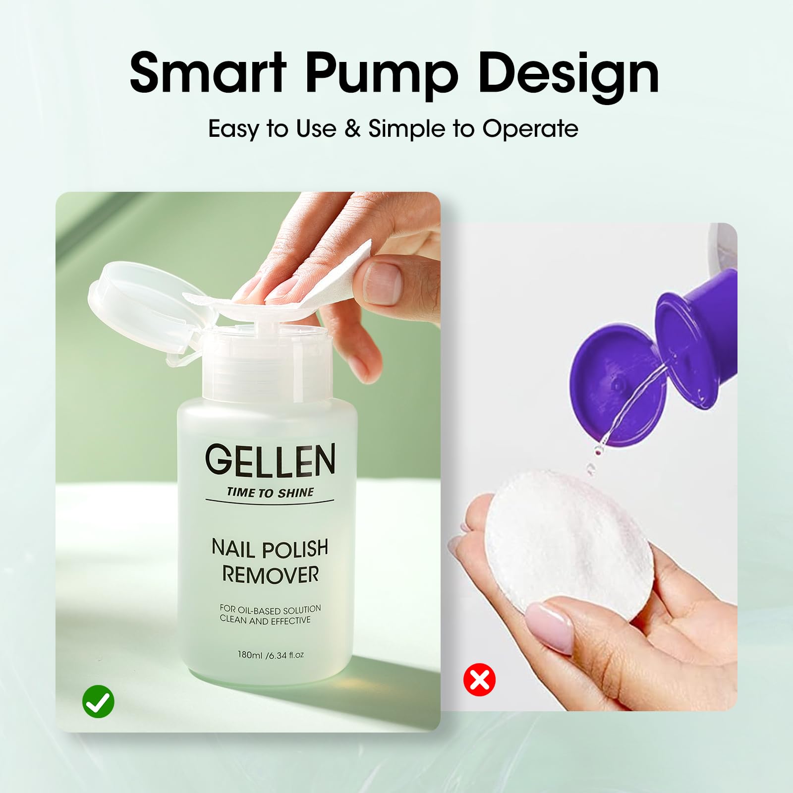 Acetone free healthy fingernail polish remover bottle with clear liquid inside.