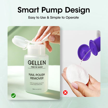 Acetone free healthy fingernail polish remover bottle with clear liquid inside.
