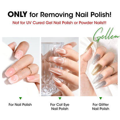 Gellen 180ml non toxic nail cleaner bottle highlighting the spill proof design.