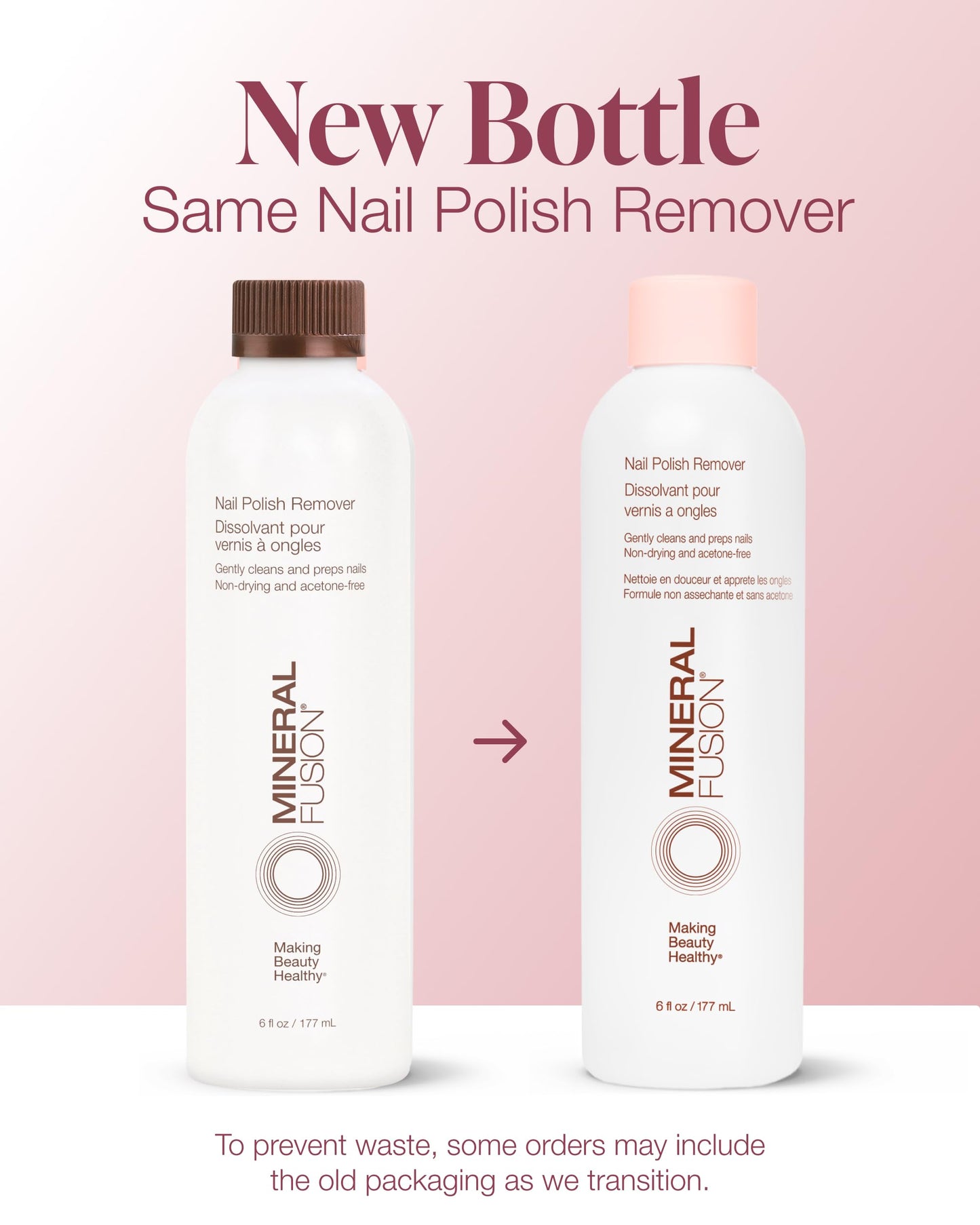 Acetone free non drying nail care formula bottle on white background