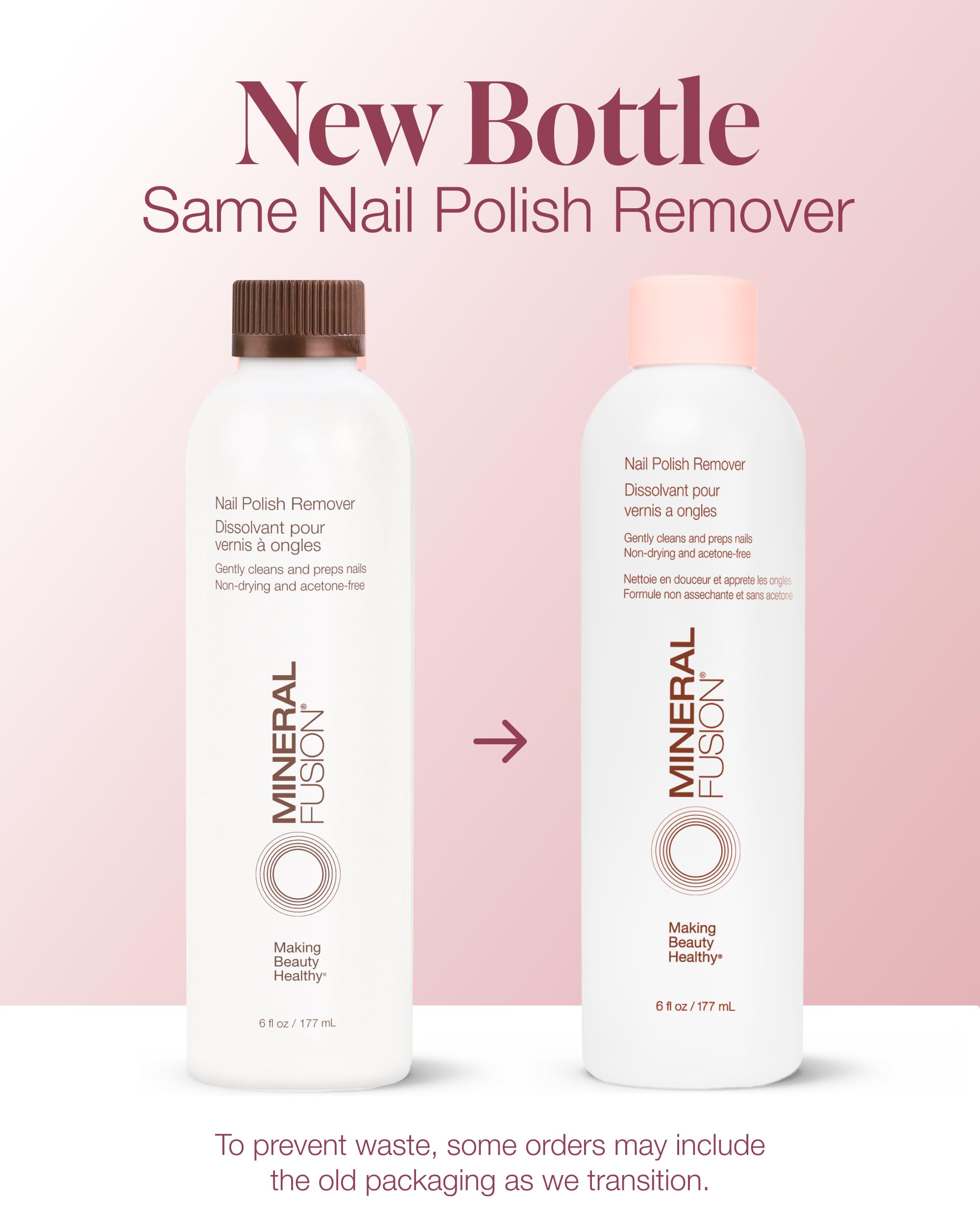 Acetone free non drying nail care formula bottle on white background