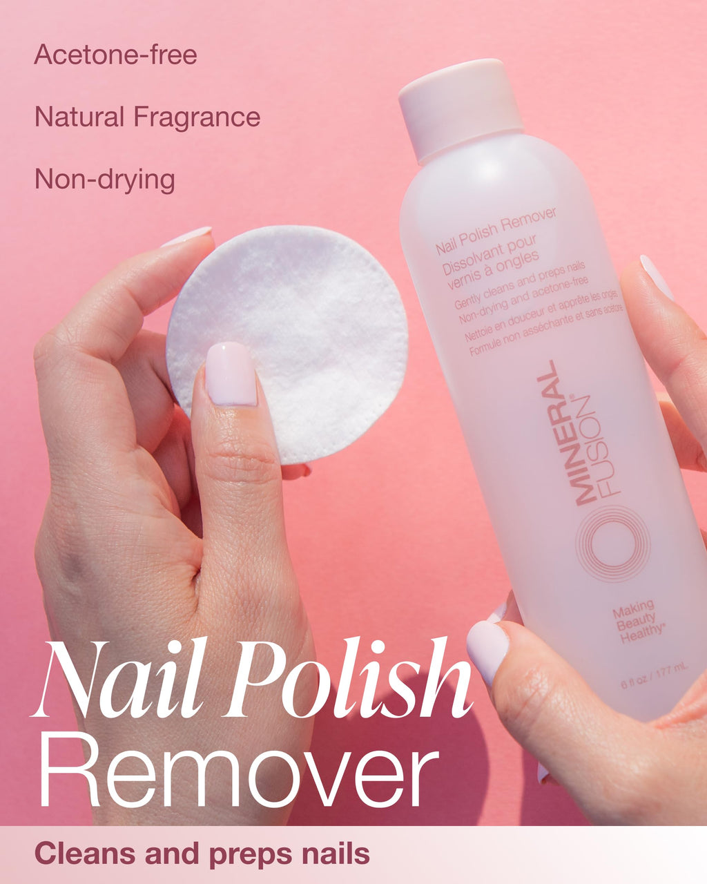 Mineral Fusion nail polish remover cap and nozzle detail