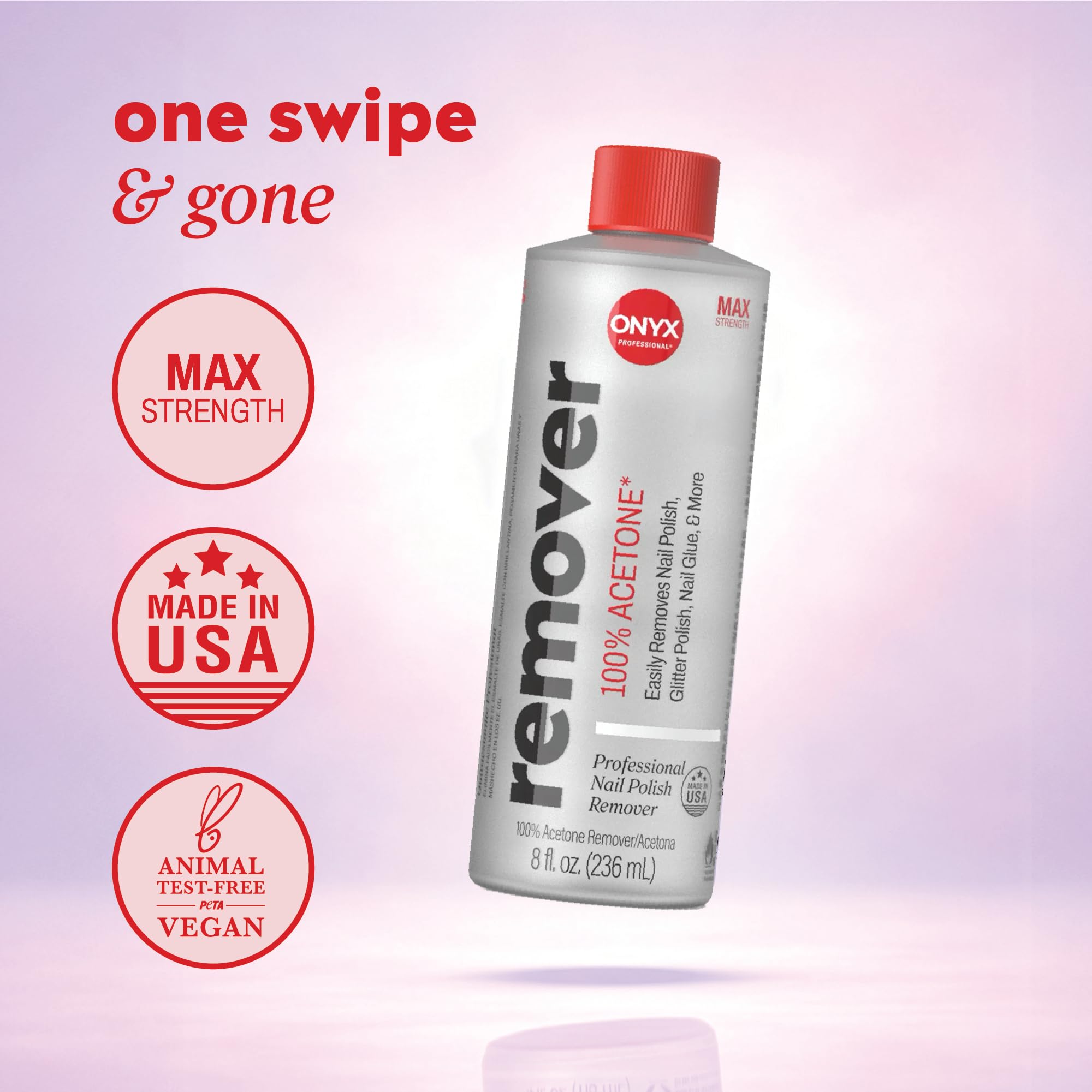 Onyx Professional pure acetone bottle label details