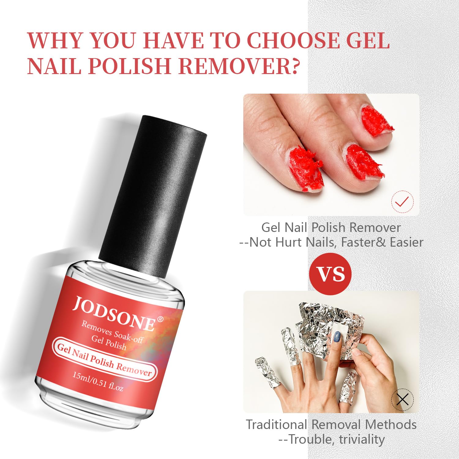 Application of Jodsone gel remover on polished fingernails