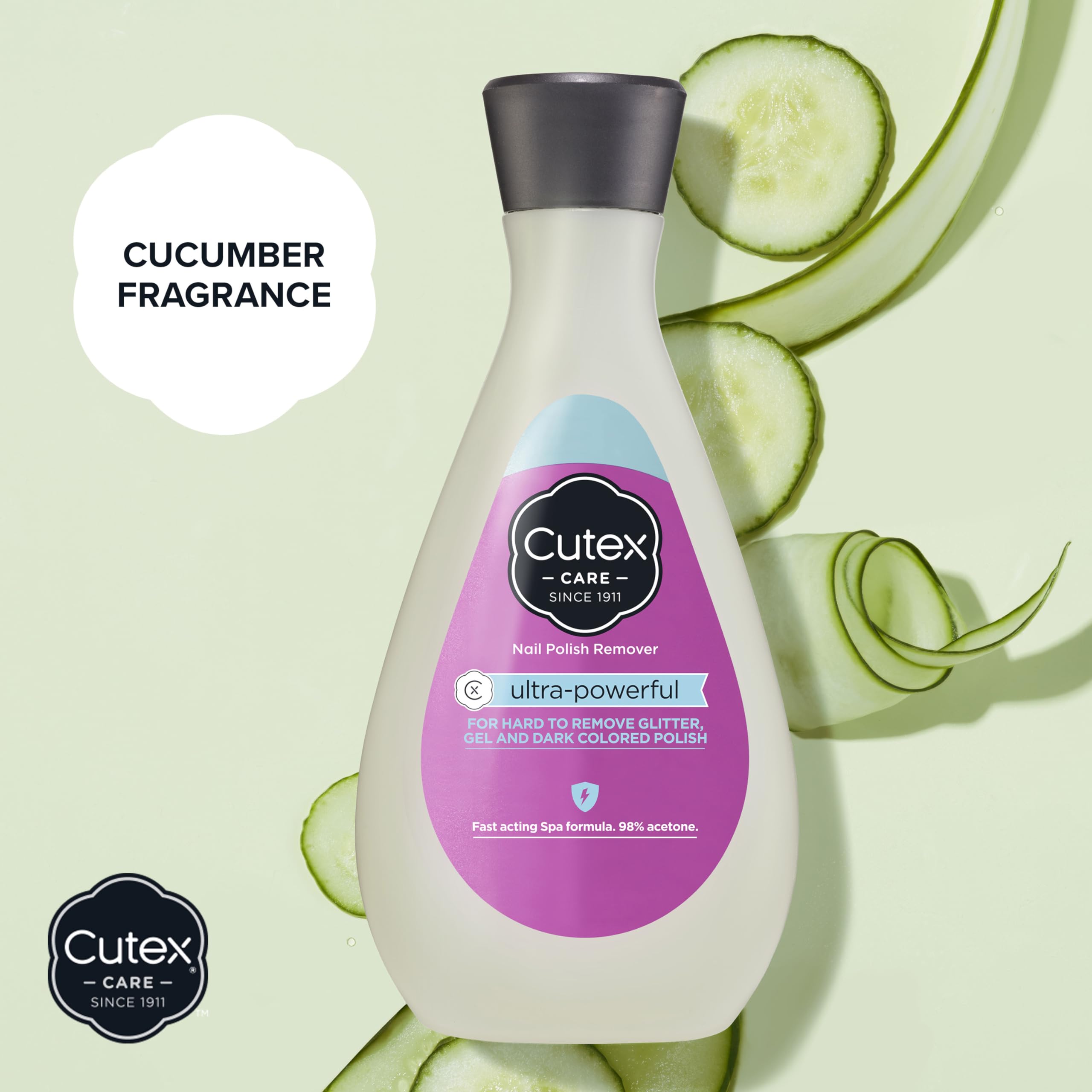 Cutex imported professional strength glitter and gel polish remover bottle back view