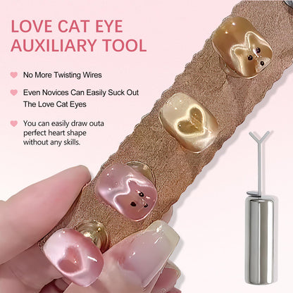 Close up of Y-shaped metal guide for cat eye nail art