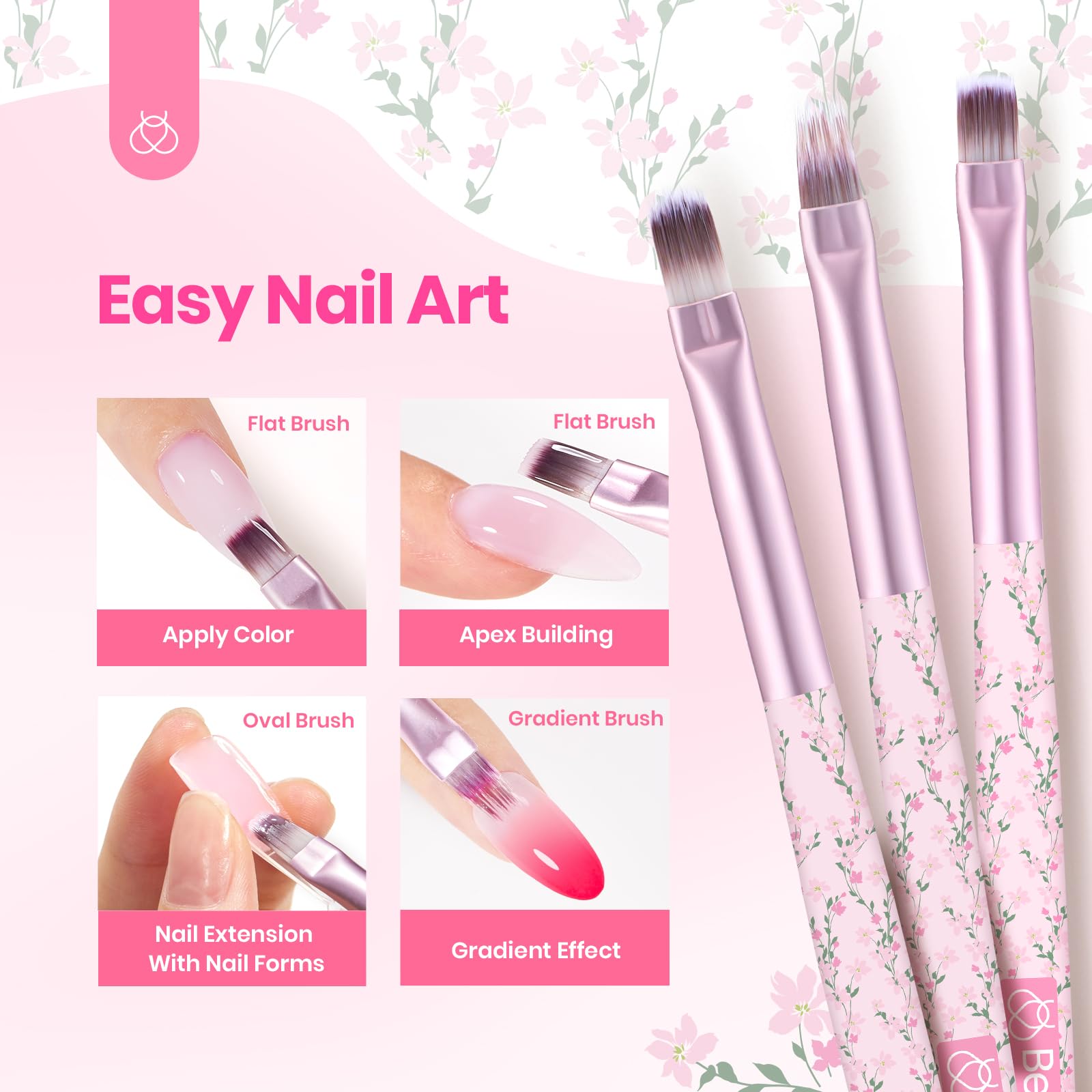 Beetles nail art brushes showing gradient bristles for precision