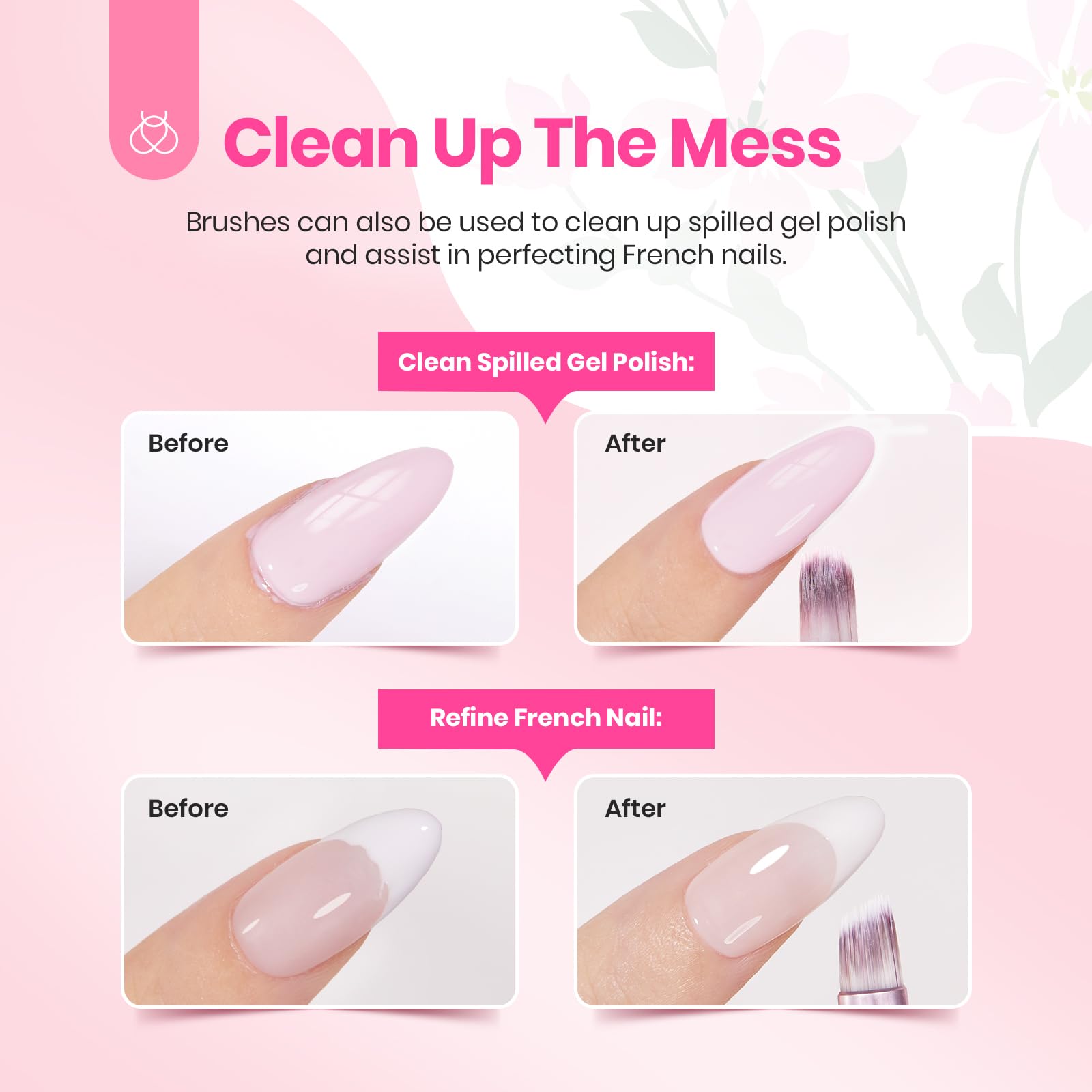 Close up of 8ml pink painting gel bottle and nail art tools